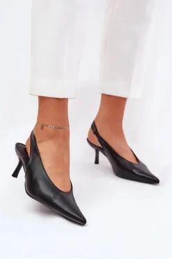 Outlet Boto Szpilki Z Odkrytą Piętą Eko Skórzane Czarne Aricandia Czarny