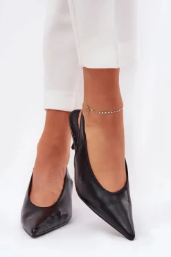 Outlet Boto Szpilki Z Odkrytą Piętą Eko Skórzane Czarne Aricandia Czarny