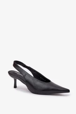 Outlet Boto Szpilki Z Odkrytą Piętą Eko Skórzane Czarne Aricandia Czarny