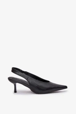 Outlet Boto Szpilki Z Odkrytą Piętą Eko Skórzane Czarne Aricandia Czarny