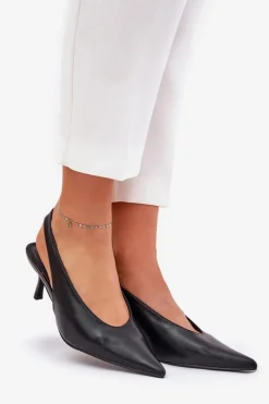 Outlet Boto Szpilki Z Odkrytą Piętą Eko Skórzane Czarne Aricandia Czarny