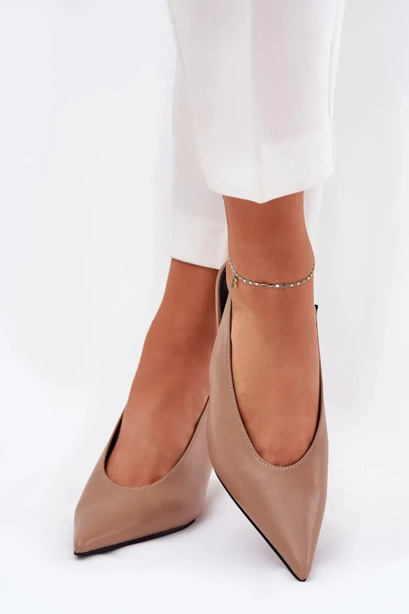 Outlet Boto Szpilki Z Odkrytą Piętą Eko Skórzane Ciemnobeżowe Aricandia