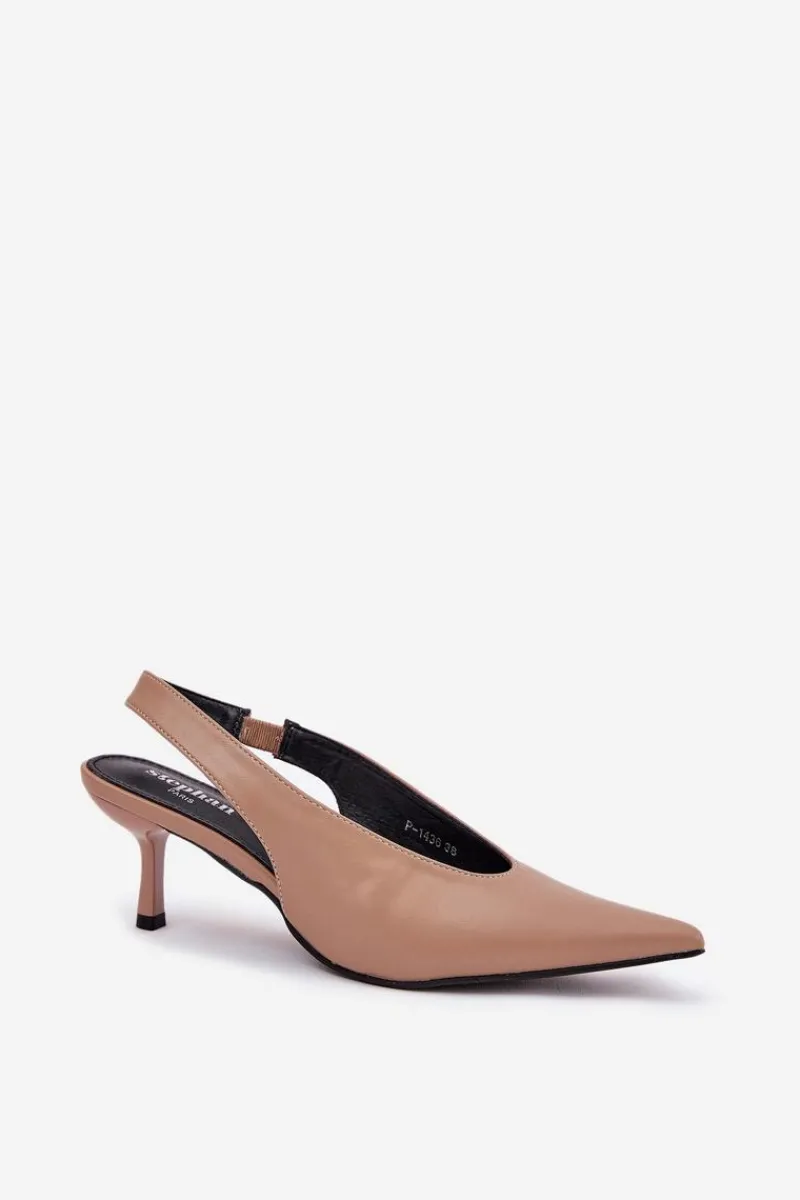 Outlet Boto Szpilki Z Odkrytą Piętą Eko Skórzane Ciemnobeżowe Aricandia