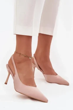 Czółenka Klasyczne>Boto Szpilki Z Odkrytymi Piętami Beżowe Lenira Beżowy