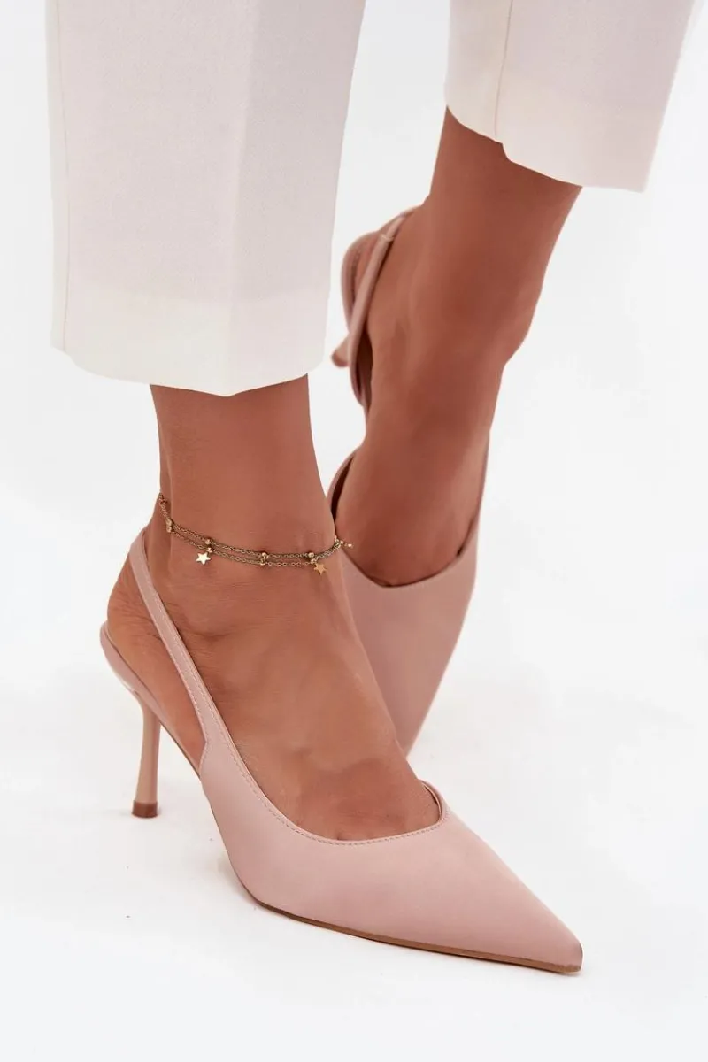 Czółenka Klasyczne>Boto Szpilki Z Odkrytymi Piętami Beżowe Lenira Beżowy