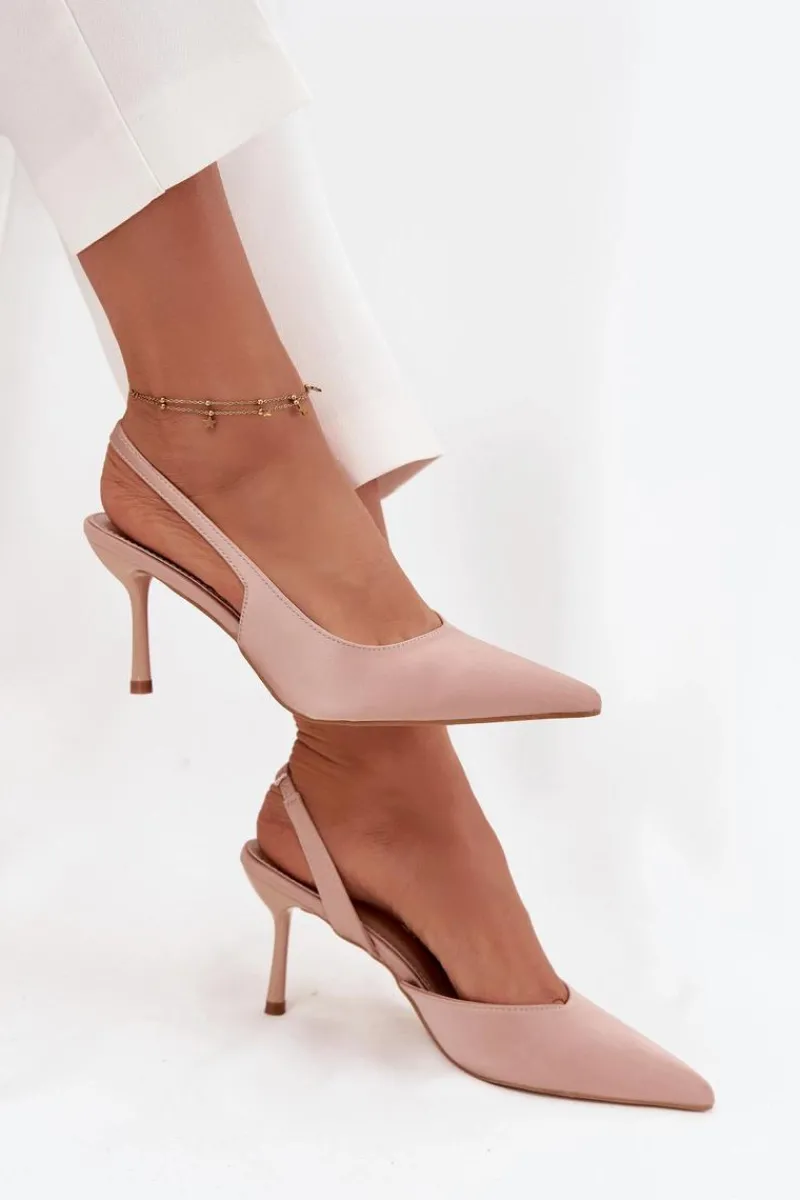 Czółenka Klasyczne>Boto Szpilki Z Odkrytymi Piętami Beżowe Lenira Beżowy