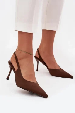 Online Szpilki Z Odkrytymi Piętami Czekoladowe Lenira Damskie Czółenka Klasyczne