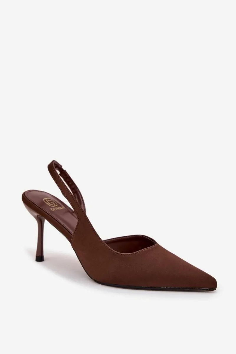 Online Szpilki Z Odkrytymi Piętami Czekoladowe Lenira Damskie Czółenka Klasyczne