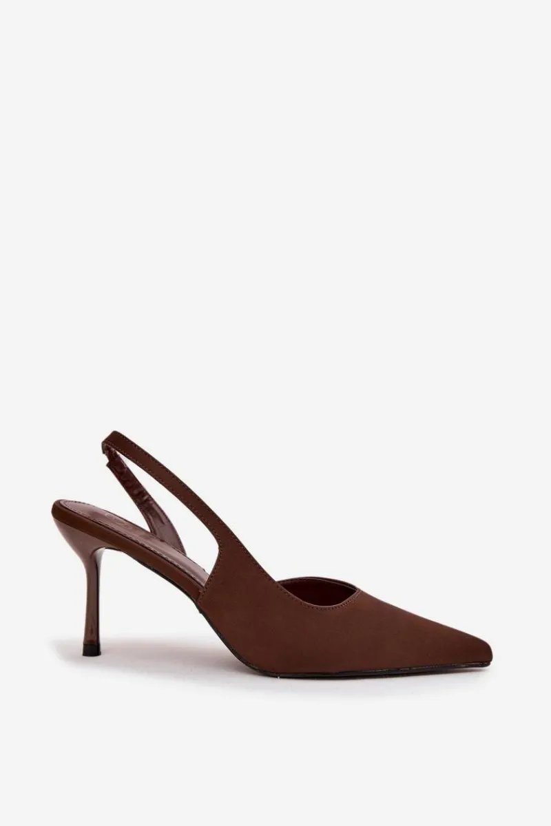 Online Szpilki Z Odkrytymi Piętami Czekoladowe Lenira Damskie Czółenka Klasyczne
