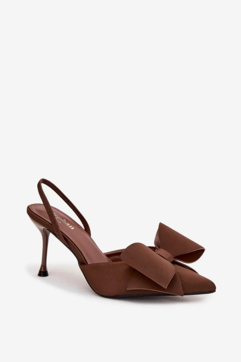 Czółenka Klasyczne>Boto Szpilki Z Odkrytymi Piętami I Kokardką Brązowe Eklevia
