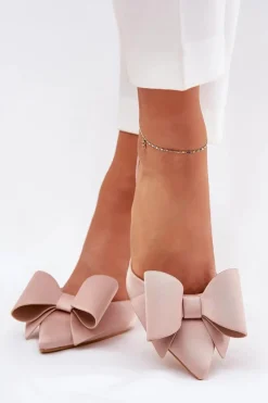 Czółenka Klasyczne>Boto Szpilki Z Odkrytymi Piętami I Kokardką Beżowe Eklevia Beżowy