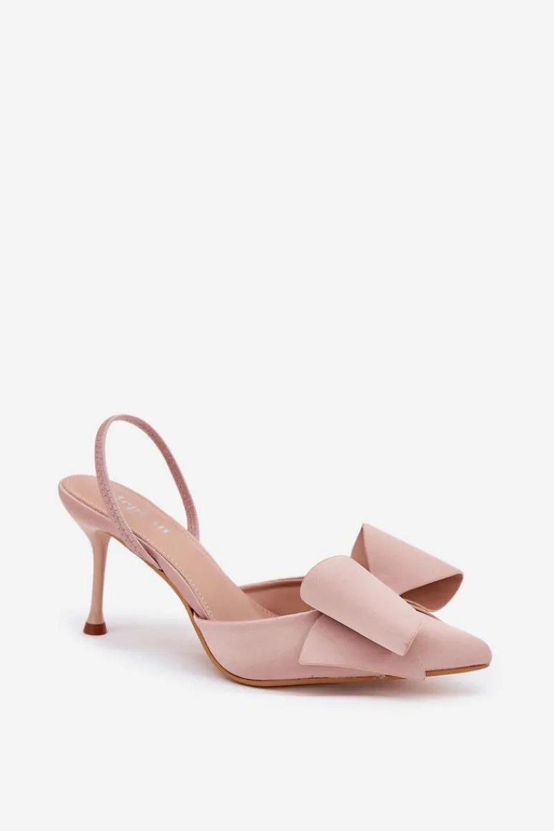 Czółenka Klasyczne>Boto Szpilki Z Odkrytymi Piętami I Kokardką Beżowe Eklevia Beżowy