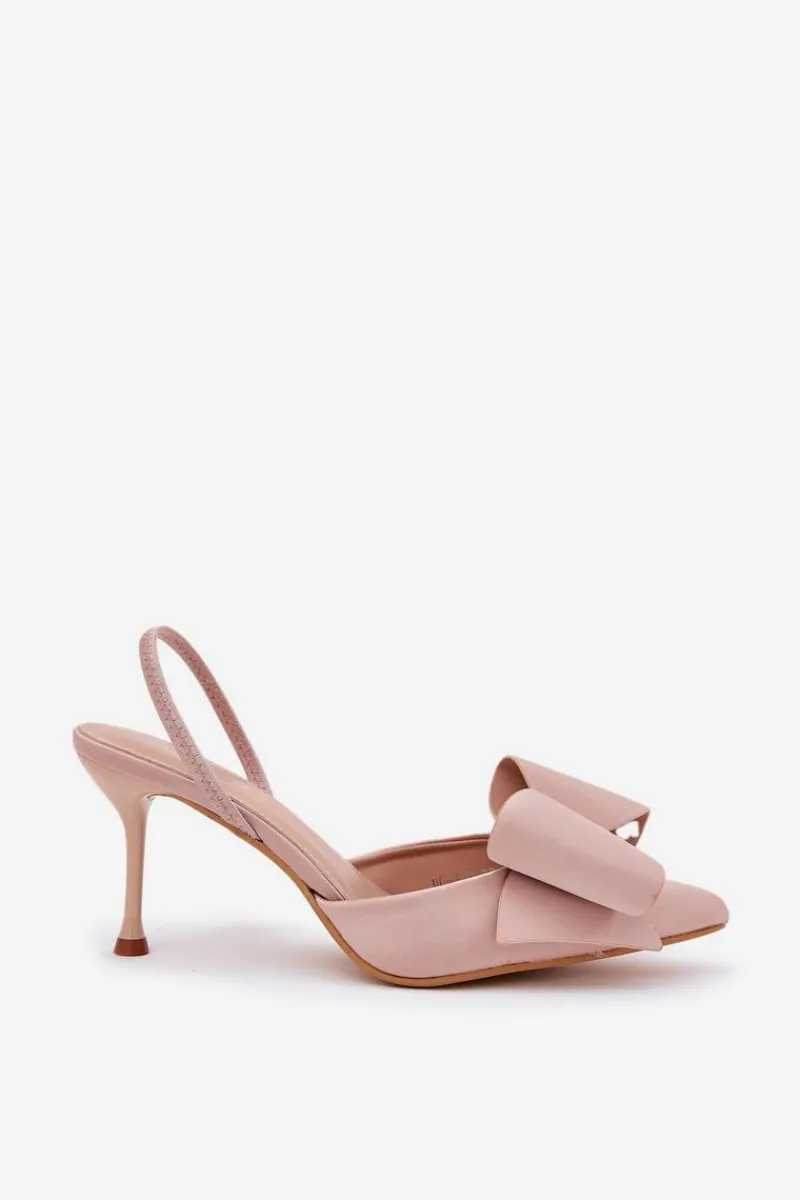 Czółenka Klasyczne>Boto Szpilki Z Odkrytymi Piętami I Kokardką Beżowe Eklevia Beżowy