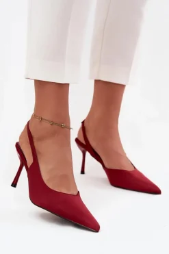Discount Boto Szpilki Z Odkrytymi Piętami Bordowe Lenira Czerwony