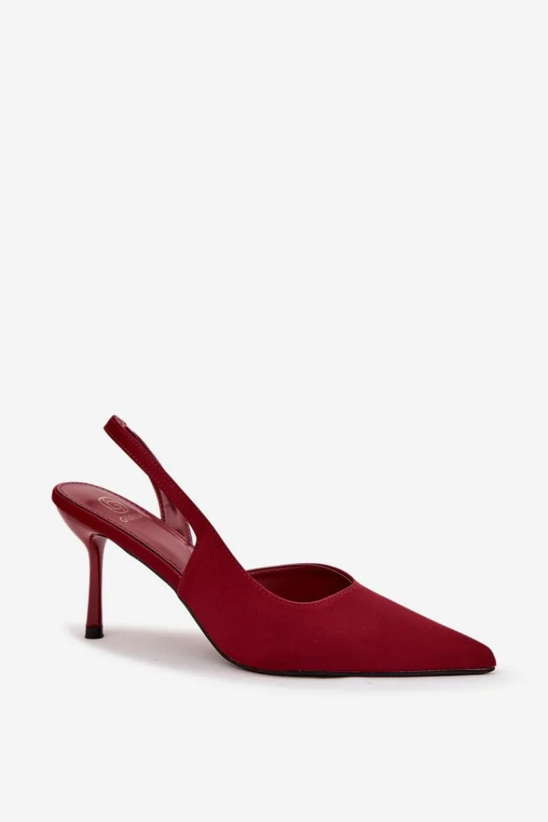 Discount Boto Szpilki Z Odkrytymi Piętami Bordowe Lenira Czerwony
