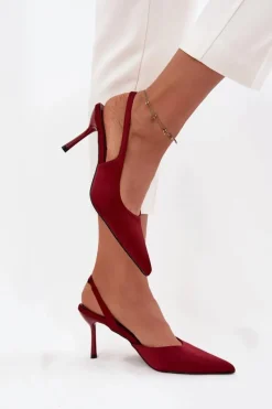 Discount Boto Szpilki Z Odkrytymi Piętami Bordowe Lenira Czerwony