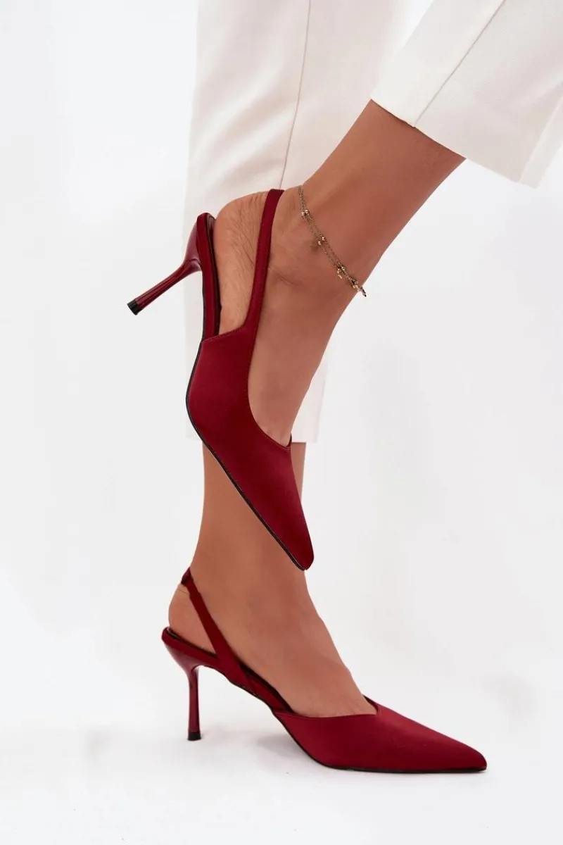 Discount Boto Szpilki Z Odkrytymi Piętami Bordowe Lenira Czerwony