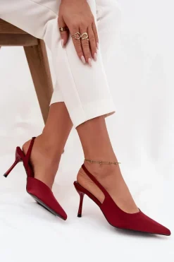 Discount Boto Szpilki Z Odkrytymi Piętami Bordowe Lenira Czerwony