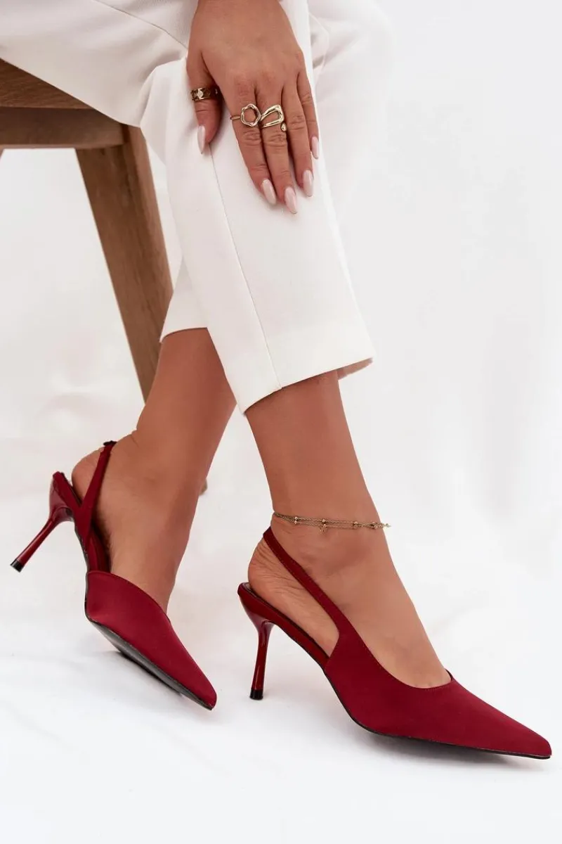 Discount Boto Szpilki Z Odkrytymi Piętami Bordowe Lenira Czerwony