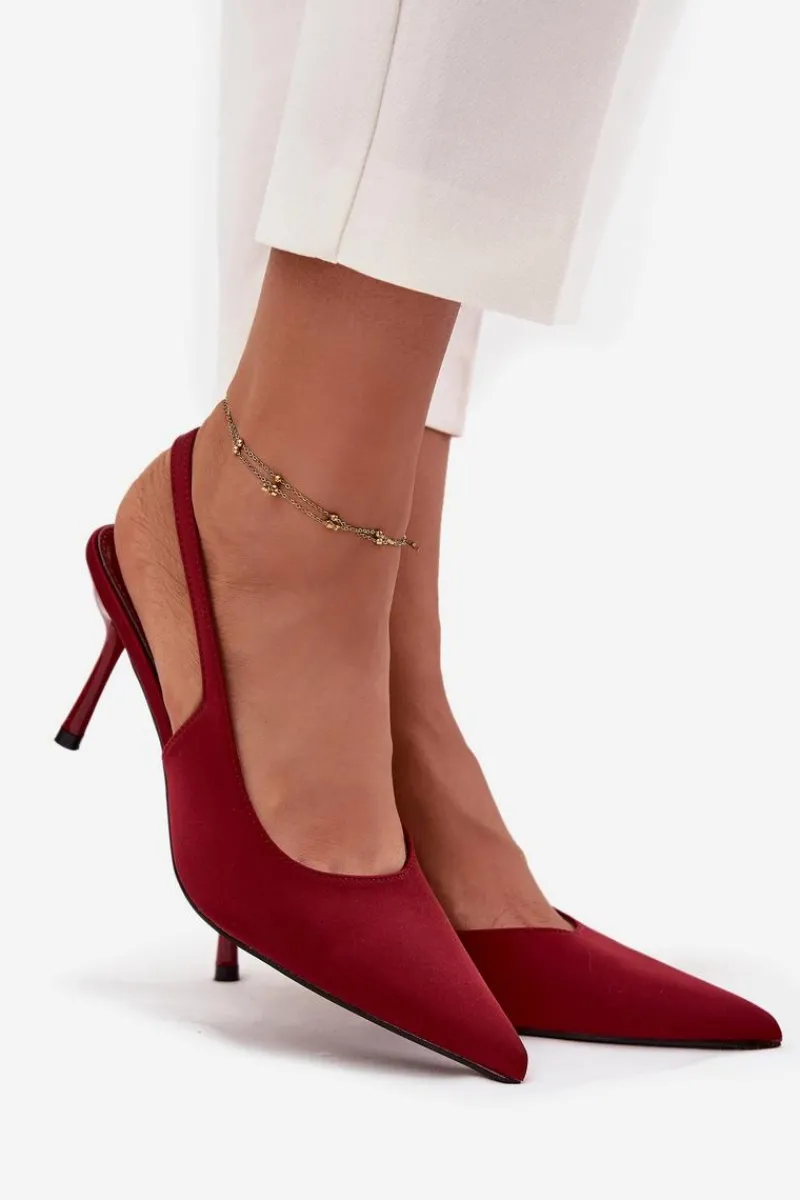 Discount Boto Szpilki Z Odkrytymi Piętami Bordowe Lenira Czerwony