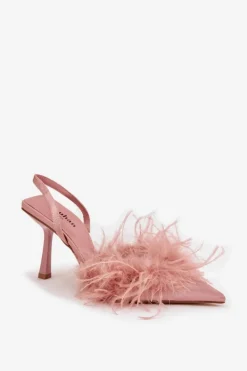 Czółenka Klasyczne></noscript>Boto Szpilki Z Piórami I Odkrytą Piętą Różowe Belice Różowy