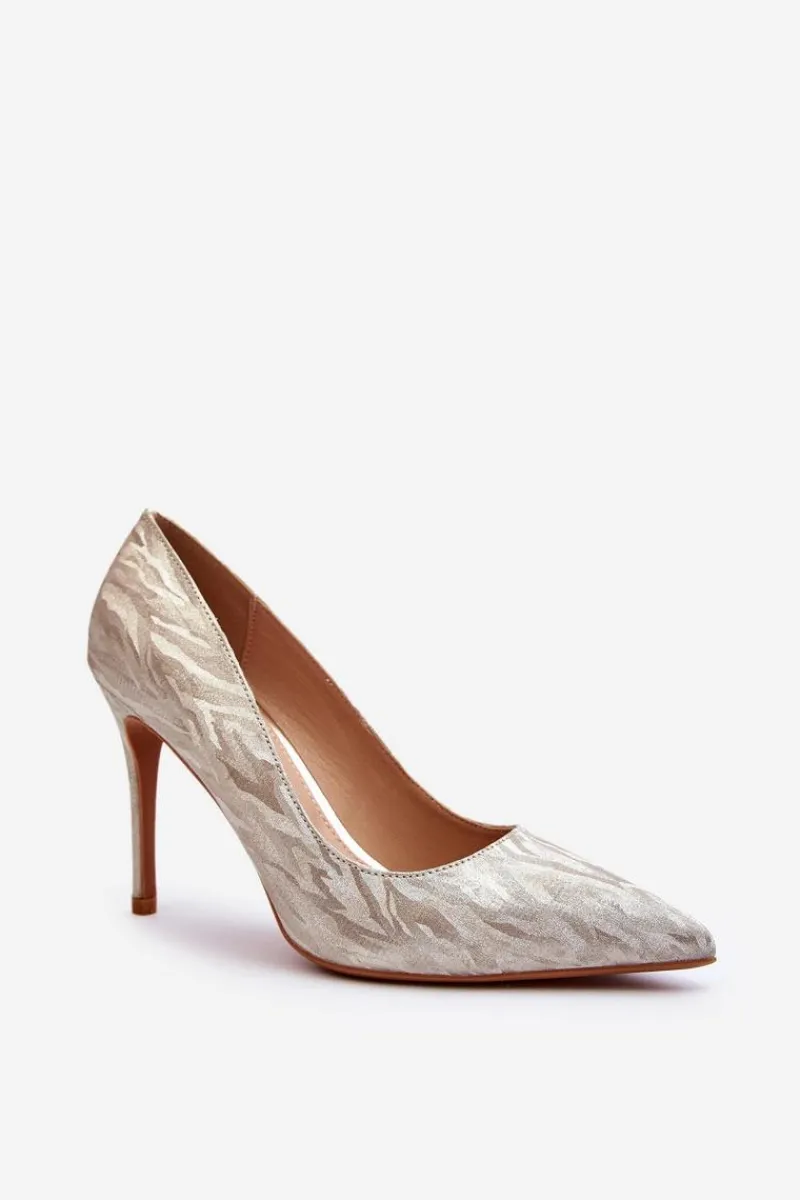 Czółenka Klasyczne>Boto Szpilki Zdobione Brokatem Złote Klonisa