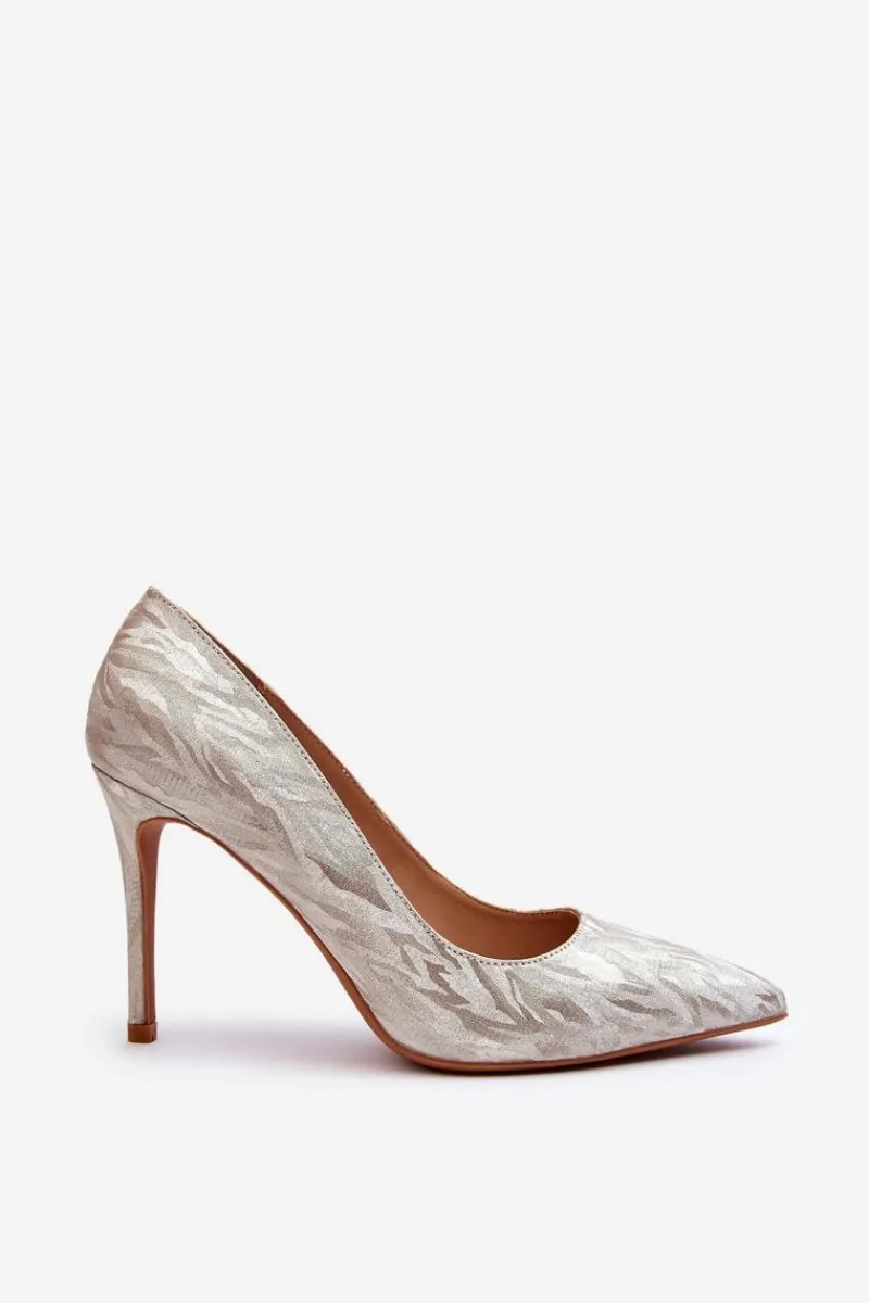 Czółenka Klasyczne>Boto Szpilki Zdobione Brokatem Złote Klonisa