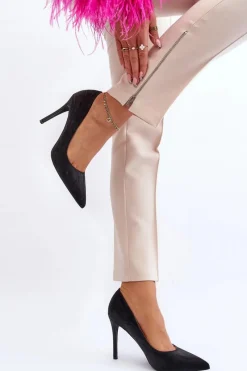 Best Boto Szpilki Zdobione Brokatem Czarne Klonisa Czarny