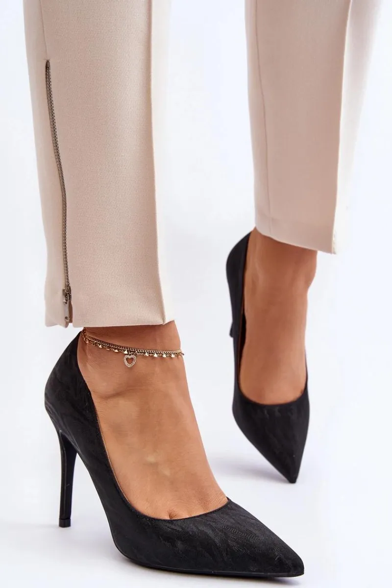 Best Boto Szpilki Zdobione Brokatem Czarne Klonisa Czarny