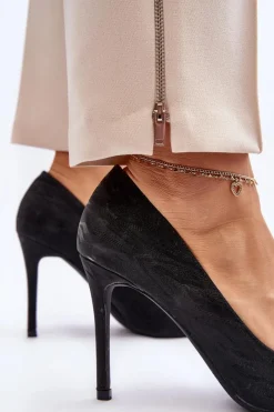 Best Boto Szpilki Zdobione Brokatem Czarne Klonisa Czarny