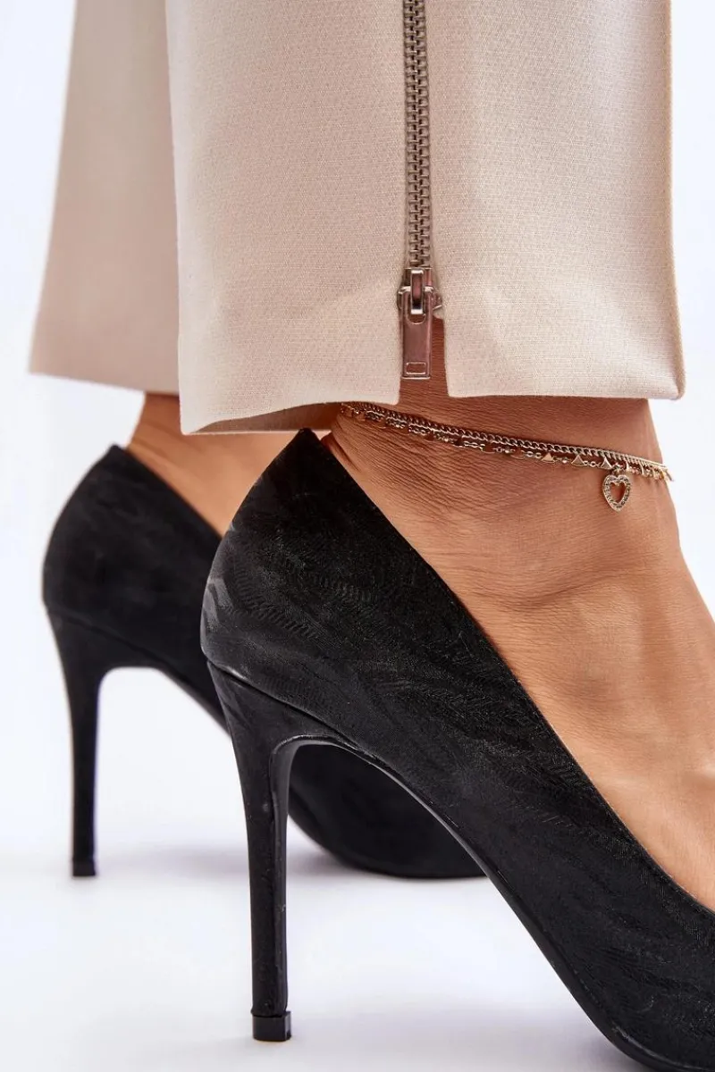 Best Boto Szpilki Zdobione Brokatem Czarne Klonisa Czarny