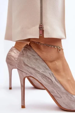 Outlet Boto Szpilki Zdobione Brokatem Champagne Klonisa