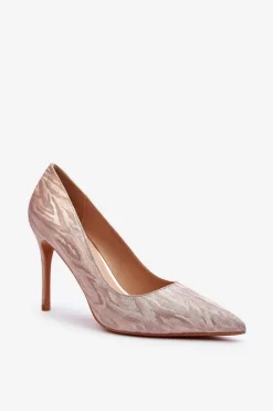 Outlet Boto Szpilki Zdobione Brokatem Champagne Klonisa