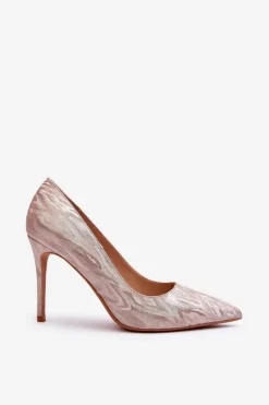 Outlet Boto Szpilki Zdobione Brokatem Champagne Klonisa