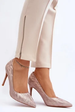 Outlet Boto Szpilki Zdobione Brokatem Champagne Klonisa