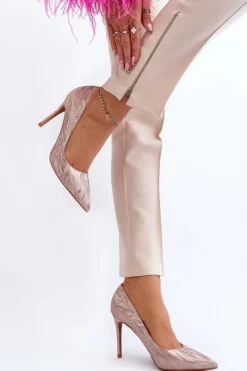 Outlet Boto Szpilki Zdobione Brokatem Champagne Klonisa