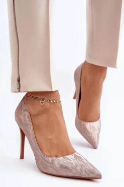 Outlet Boto Szpilki Zdobione Brokatem Champagne Klonisa