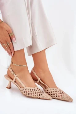 Czółenka Klasyczne>Boto Szpilki Ze Szpiczastym Noskiem I Odkrytą Piętą Beżowe Umirana