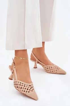 Czółenka Klasyczne>Boto Szpilki Ze Szpiczastym Noskiem I Odkrytą Piętą Beżowe Umirana