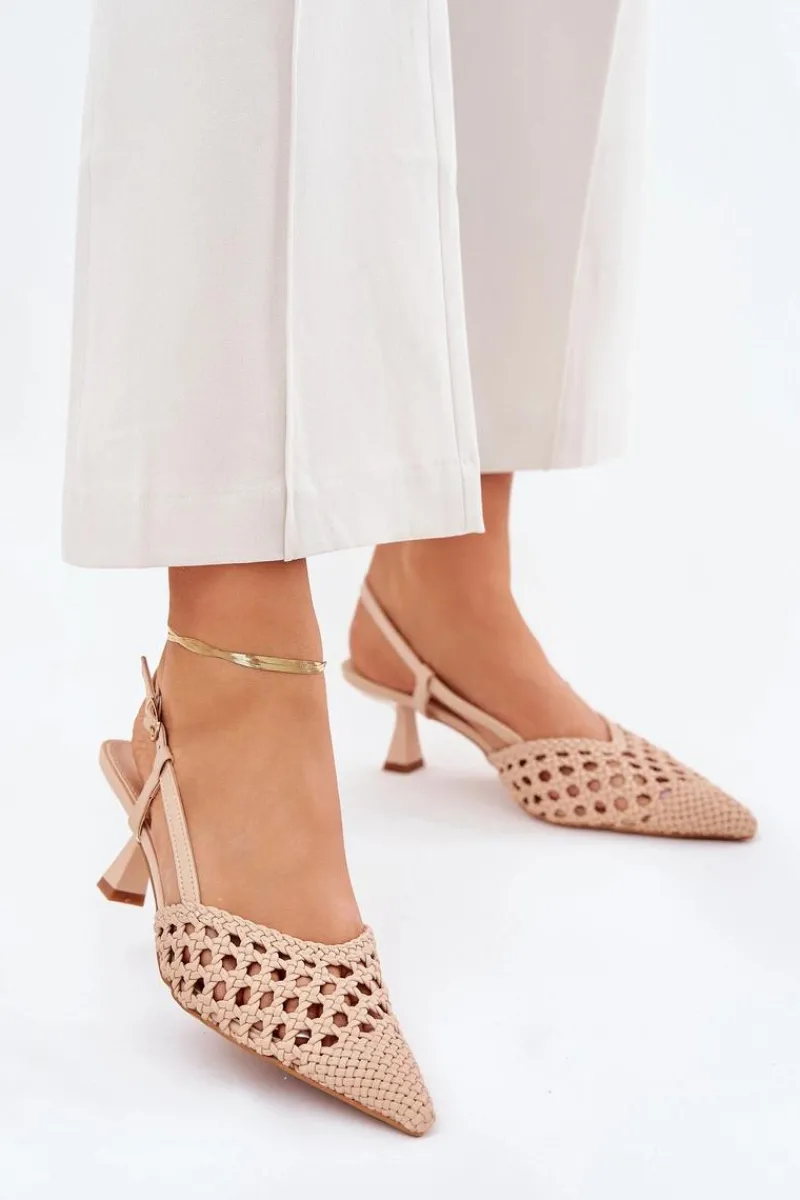 Czółenka Klasyczne>Boto Szpilki Ze Szpiczastym Noskiem I Odkrytą Piętą Beżowe Umirana