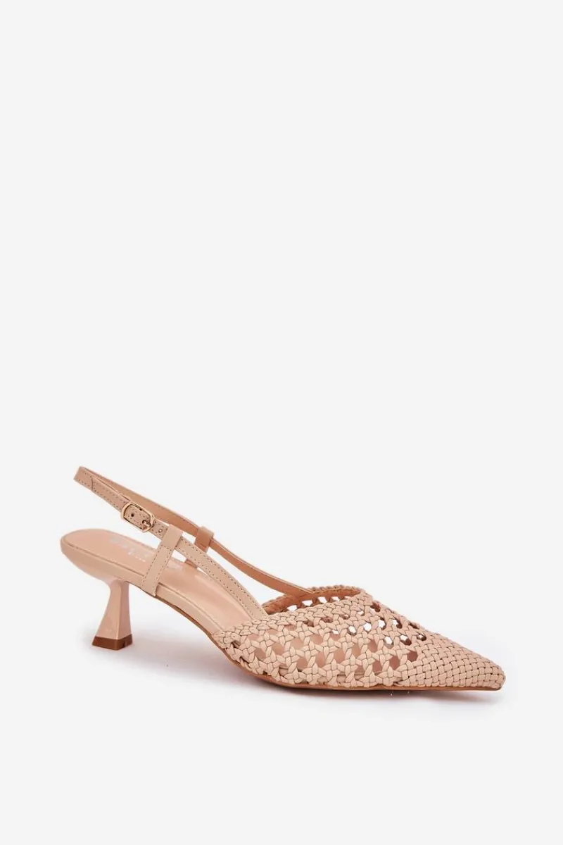 Czółenka Klasyczne>Boto Szpilki Ze Szpiczastym Noskiem I Odkrytą Piętą Beżowe Umirana