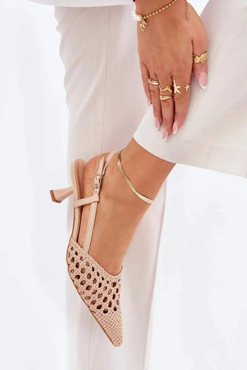 Czółenka Klasyczne>Boto Szpilki Ze Szpiczastym Noskiem I Odkrytą Piętą Beżowe Umirana