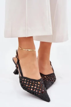 Sale Szpilki Ze Szpiczastym Noskiem I Odkrytą Piętą Czarne Umirana Damskie Czółenka Klasyczne