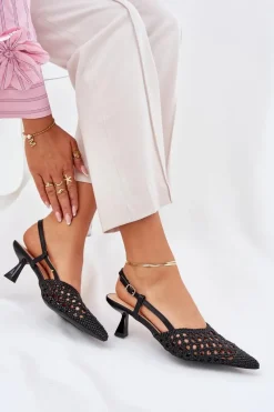 Sale Szpilki Ze Szpiczastym Noskiem I Odkrytą Piętą Czarne Umirana Damskie Czółenka Klasyczne