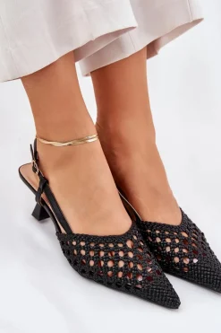 Sale Szpilki Ze Szpiczastym Noskiem I Odkrytą Piętą Czarne Umirana Damskie Czółenka Klasyczne