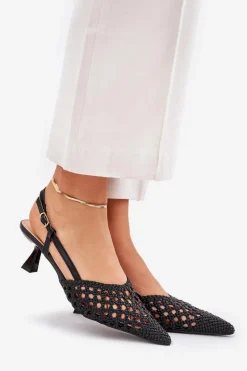 Sale Szpilki Ze Szpiczastym Noskiem I Odkrytą Piętą Czarne Umirana Damskie Czółenka Klasyczne