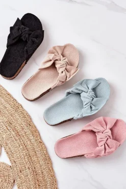 New Sztruksowe Klapki Na Korku Czarne Summertime Damskie Klapki Korkowe|Klapki Damskie Klasyczne