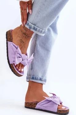 Klapki Korkowe|Klapki Na Platformie>Boto Sztruksowe Klapki Na Korku Fioletowe Summertime