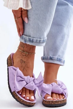 Klapki Korkowe|Klapki Na Platformie></noscript>Boto Sztruksowe Klapki Na Korku Fioletowe Summertime