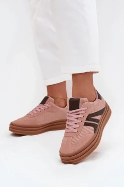 Sneakersy Damskie>Boto Sztruksowe Sneakersy Damskie Na Platformie Różowe Skye Różowy
